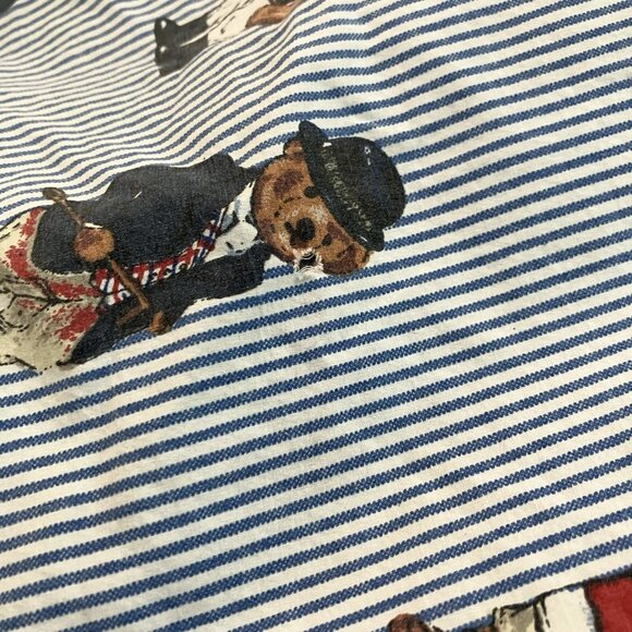 Vintage Ralph Lauren Polo Teddy Bear AOP Full Fitted Bed Sheet Made USA Striped - Picture 11 of 11